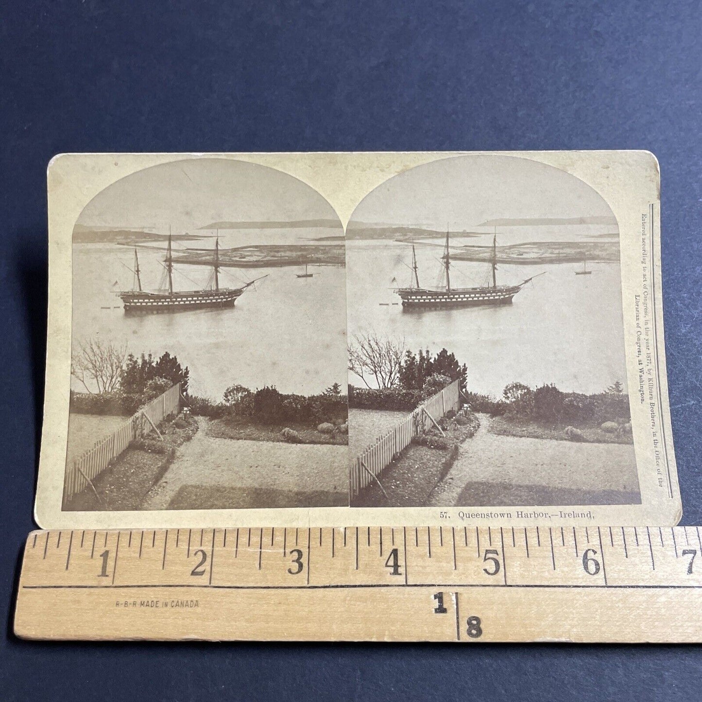 Antique 1877 Cobh Harbor County Cork Ireland Stereoview Photo Card P5529