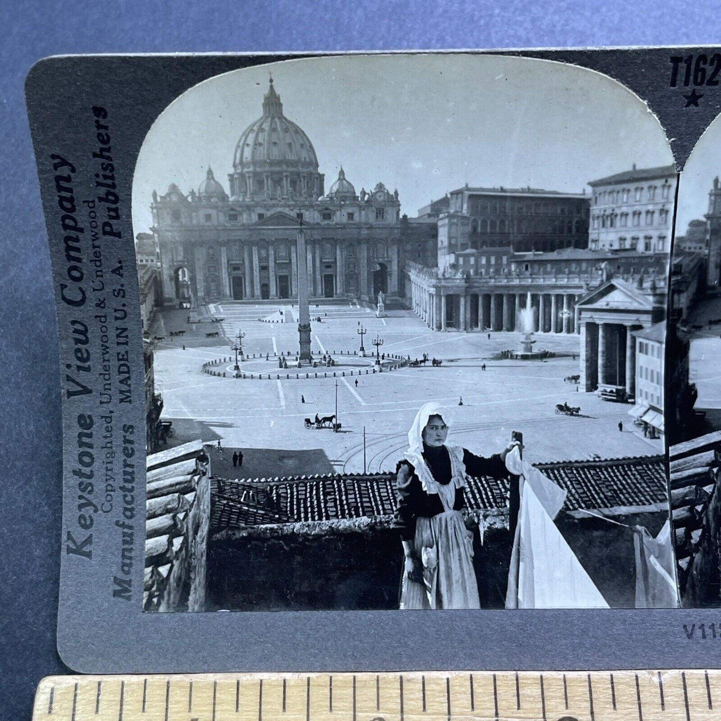 Antique 1910s Beautiful Italian Maiden Woman Rome Stereoview Photo Card V2882