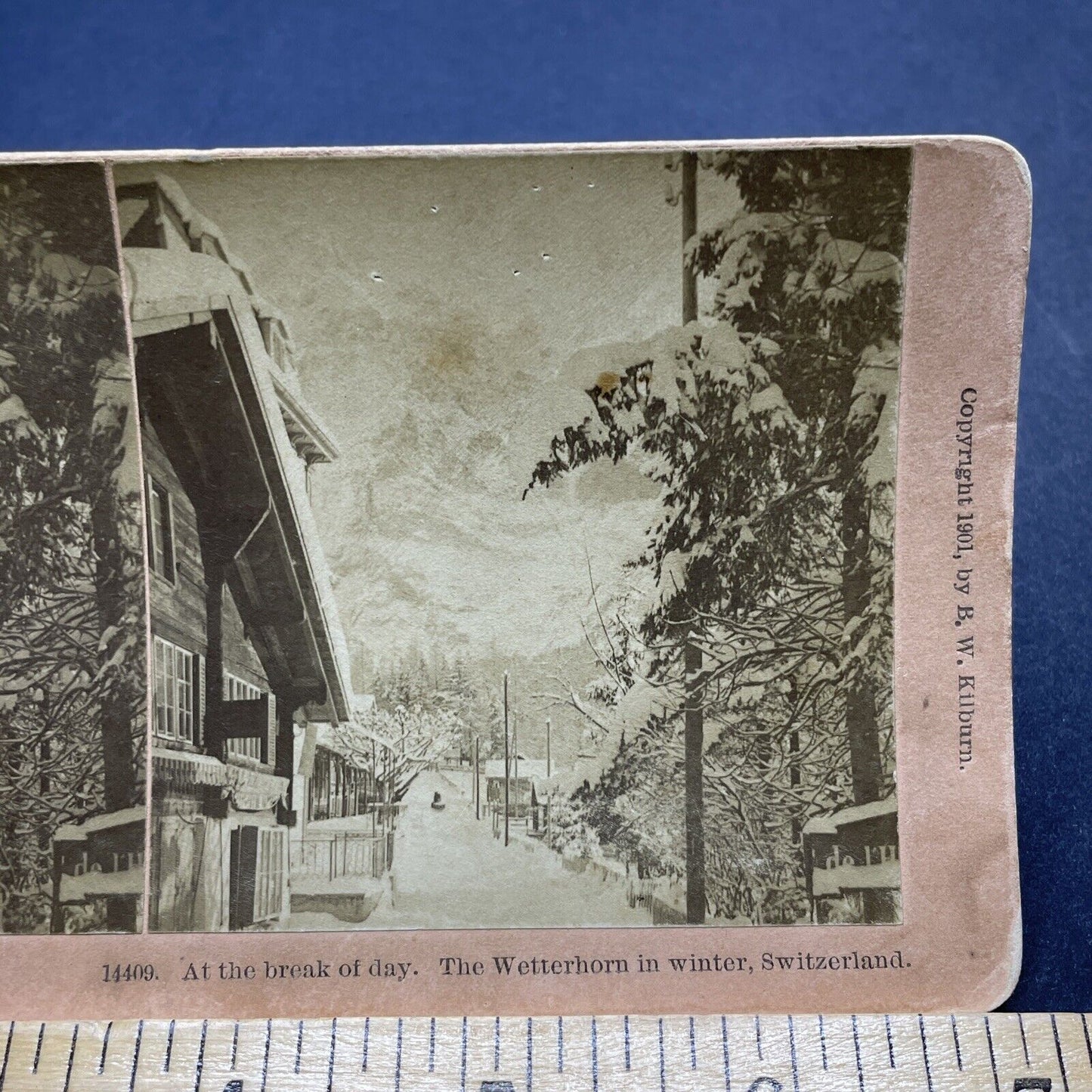 Antique 1901 Downtown Grindelwald Switzerland Stereoview Photo Card P1835