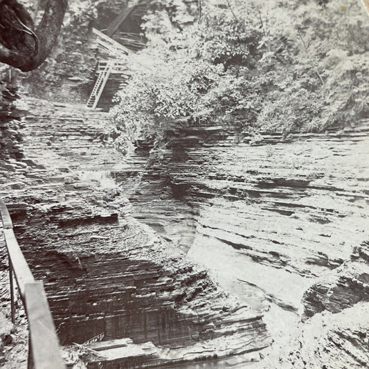 Antique 1880s Watkins Glen Gorge New York Stereoview Photo Card P3866