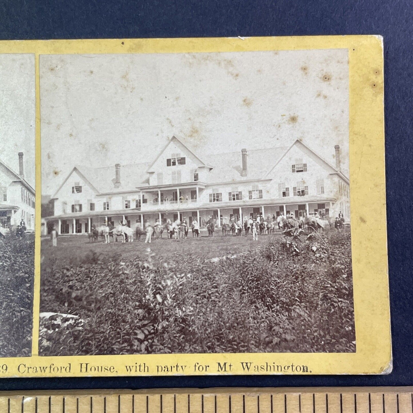 Big Party at the Crawford House Stereoview New Hampshire Antique c1870s Y938