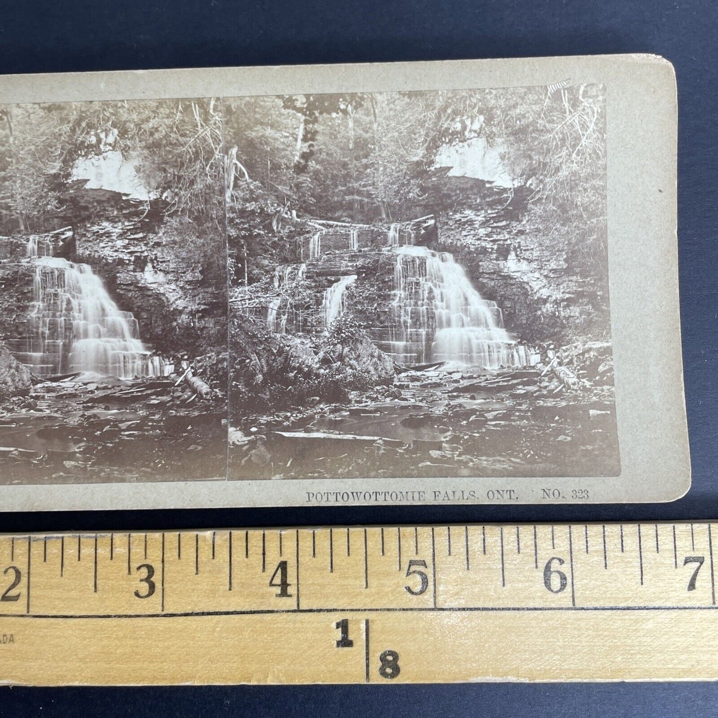 Antique 1880's Jones Falls Pottawatomi River Ontario Stereoview Photo Card PC847