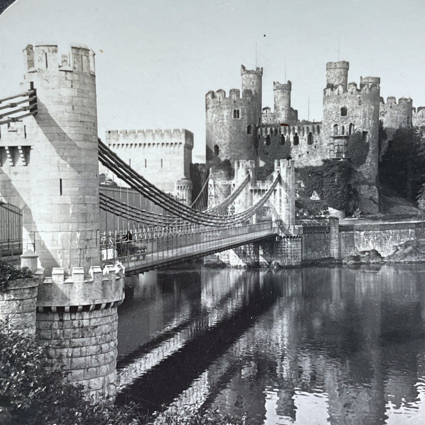 Antique 1910s Carnarvon Castle Conway Wales UK Stereoview Photo Card V3595