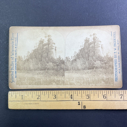 Castle Rock Camp Douglas Wisconsin Stereoview T.W. Ingersoll c1888 Y426