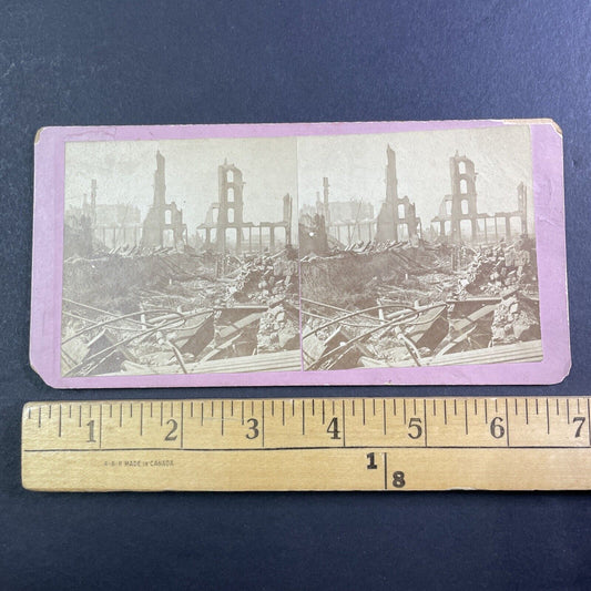 Ruins From The Great Chicago Fire Disaster Stereoview Antique c1871 X3676