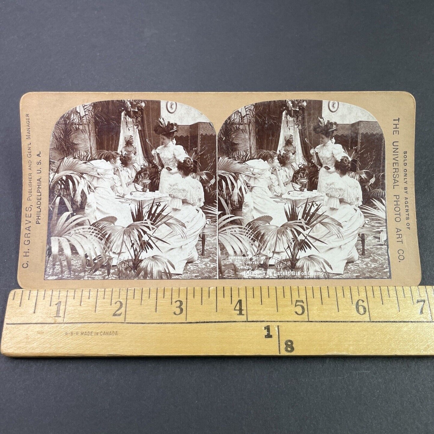 Antique 1897 Women Have Formal Tea Time Stereoview Photo Card P3358