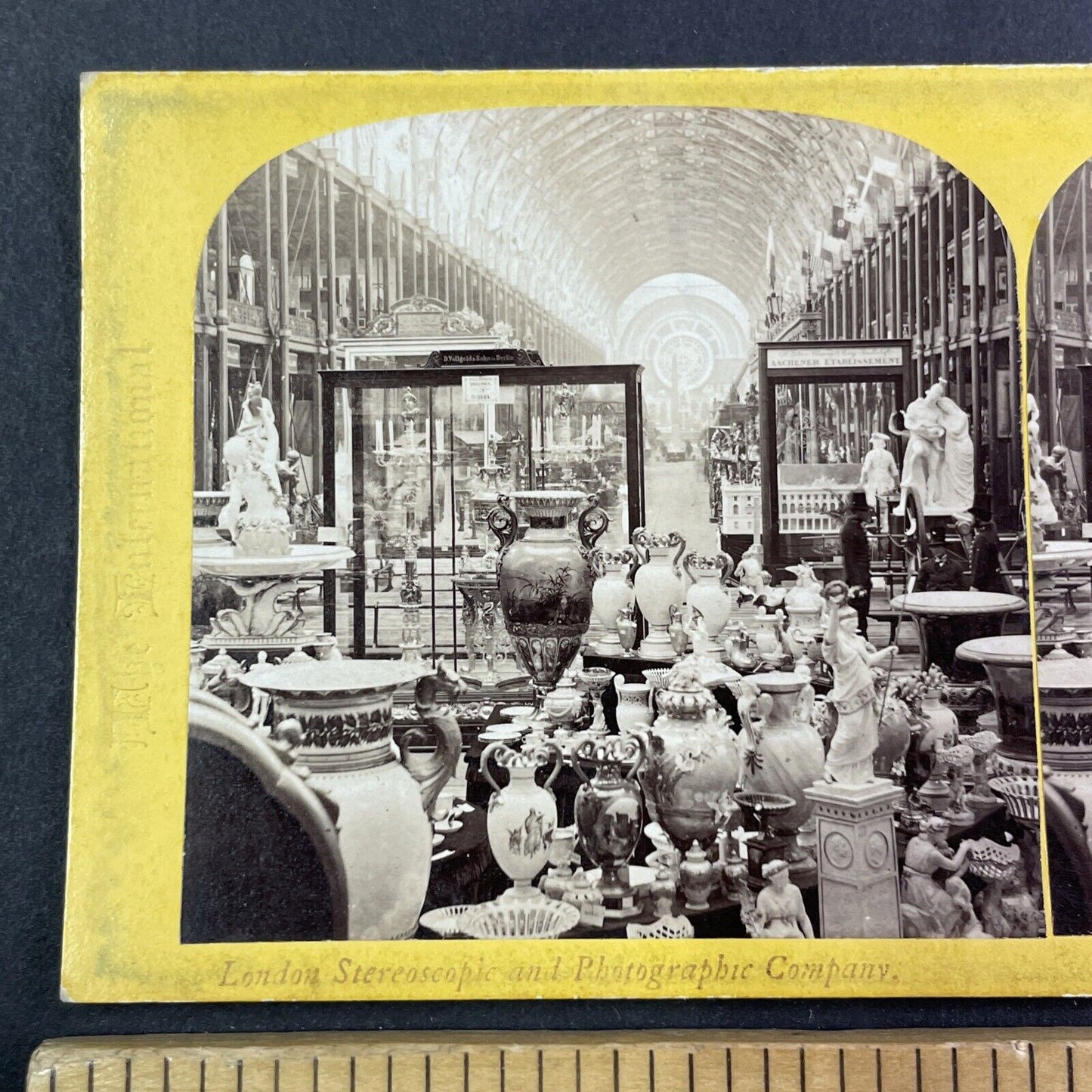 Porcelain Collection Display Stereoview London Exhibition Antique c1862 Y1403