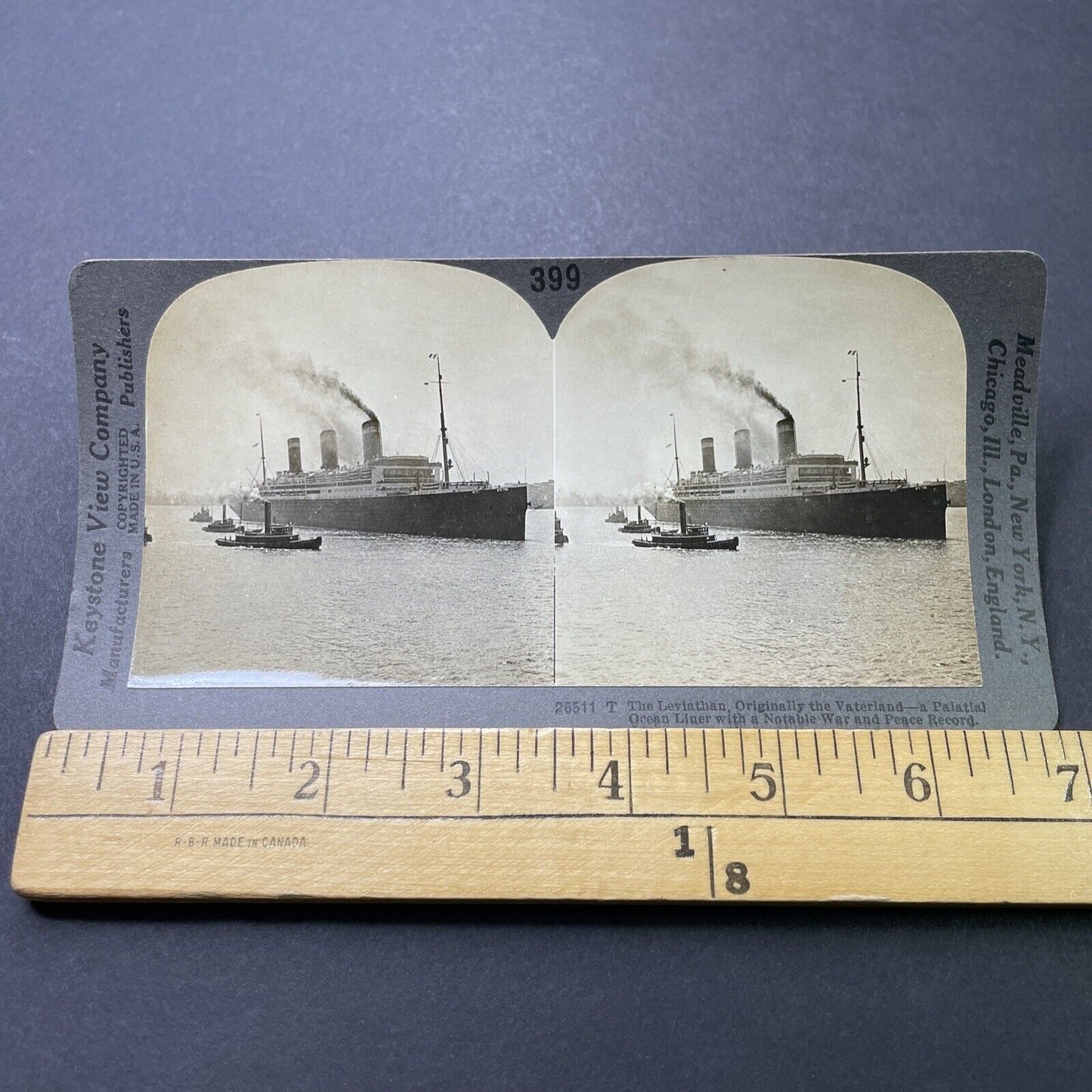 Antique 1920s SS Vaterland Leviathan Ship Vessel Stereoview Photo Card P3174