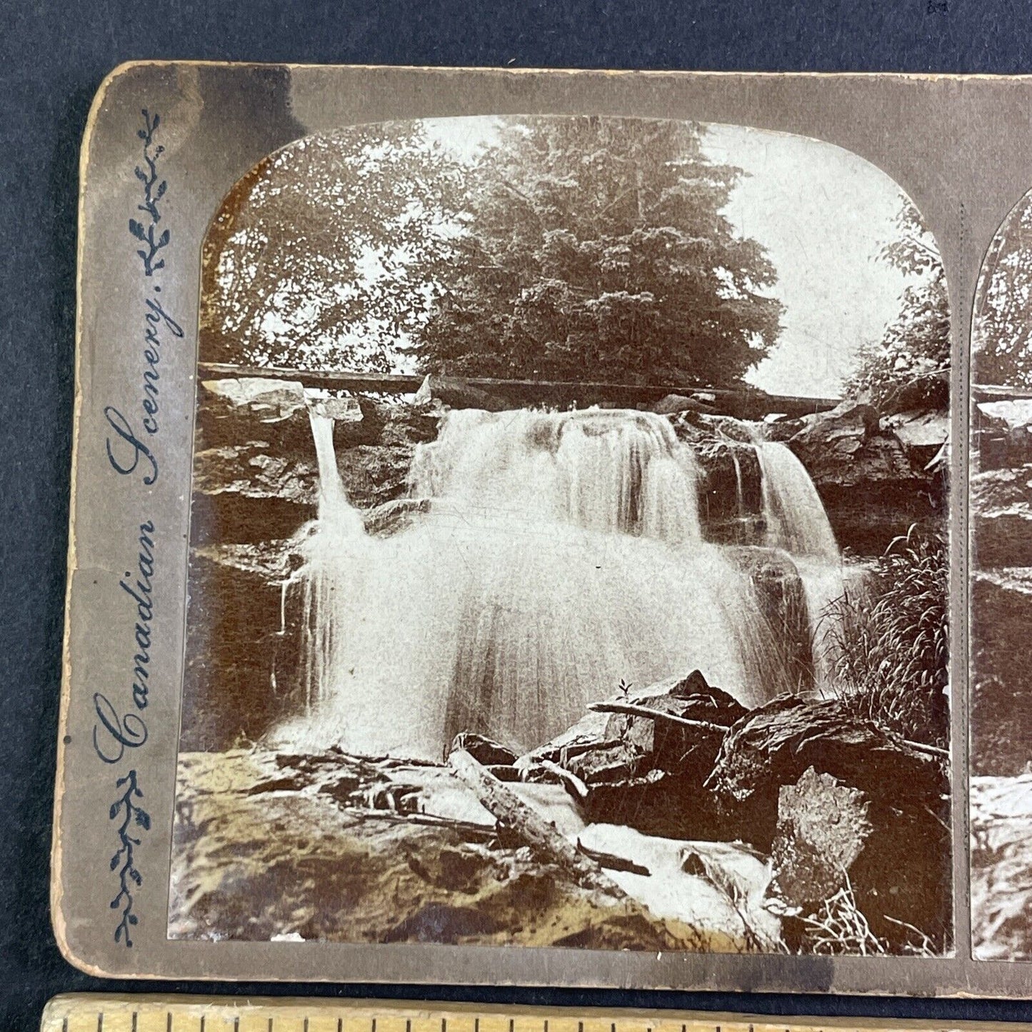 Cascade Falls Métis-sur-Mer Quebec Stereoview Cascade Brook Antique c1880s X3275