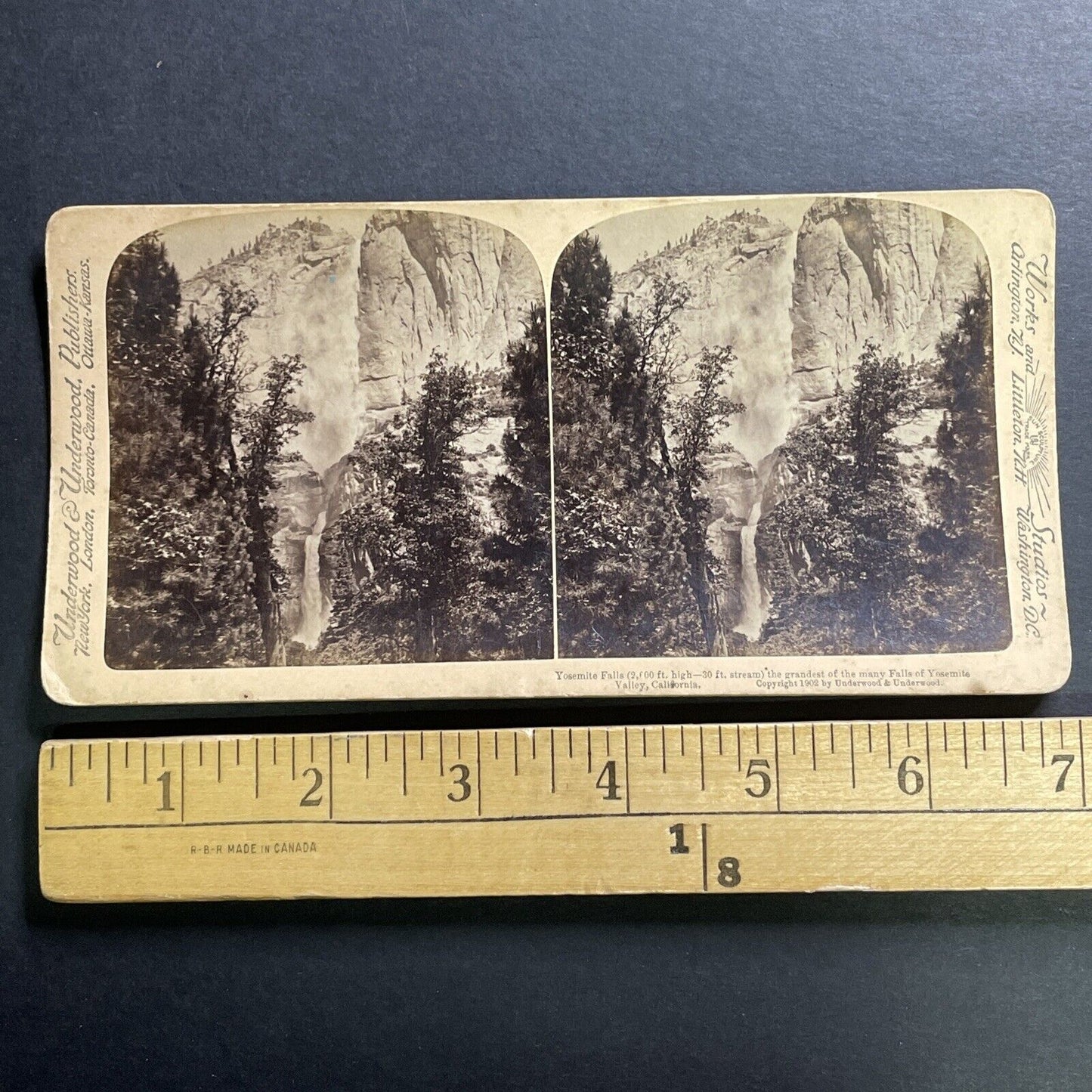 Antique 1902 Yosemite Falls California Stereoview Photo Card P1450