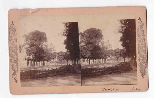 Antique 1870s Avenue Des Champs-Élysées Paris, France Oversized Stereo Card P362