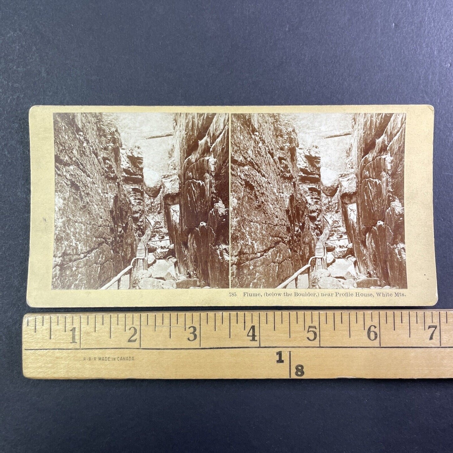 The Flume Franconia Notch New Hampshire Stereoview Kilburn Antique c1870s Y899