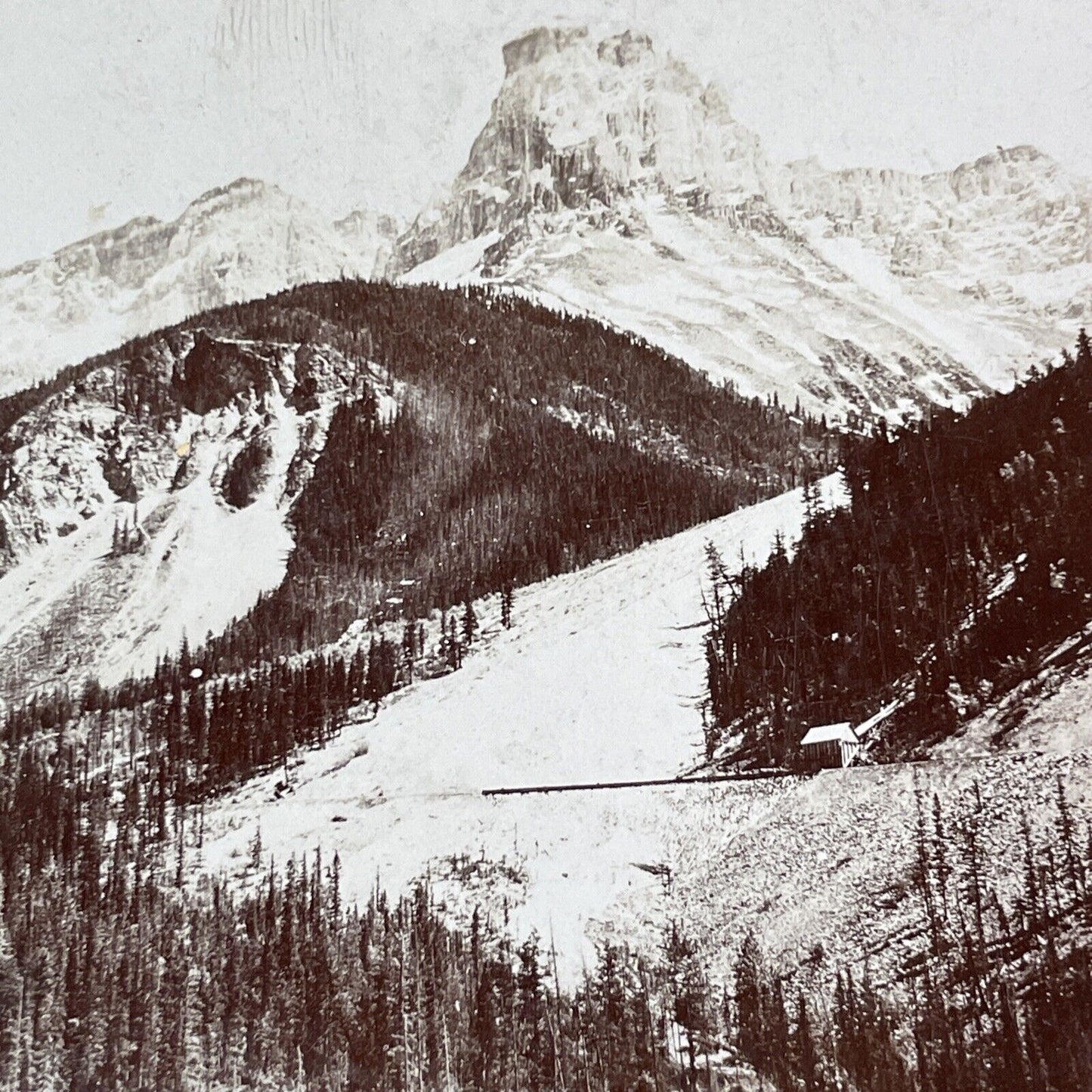 Cathedral Peak in Field British Columbia Stereoview CPR Rail Views c1899 Y2111