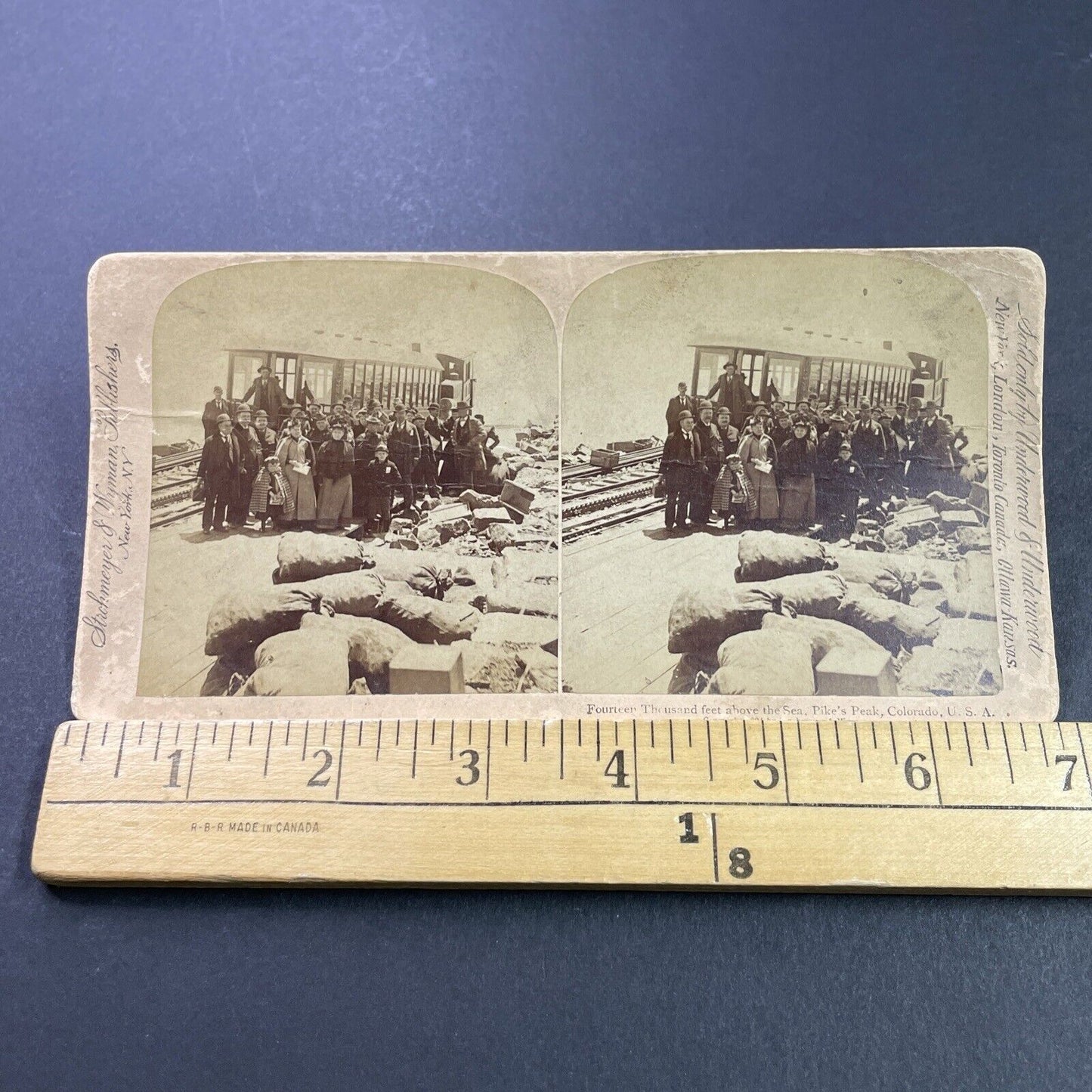 Antique 1894 Pikes Peak Railroad Train Colorado Stereoview Photo Card P3950