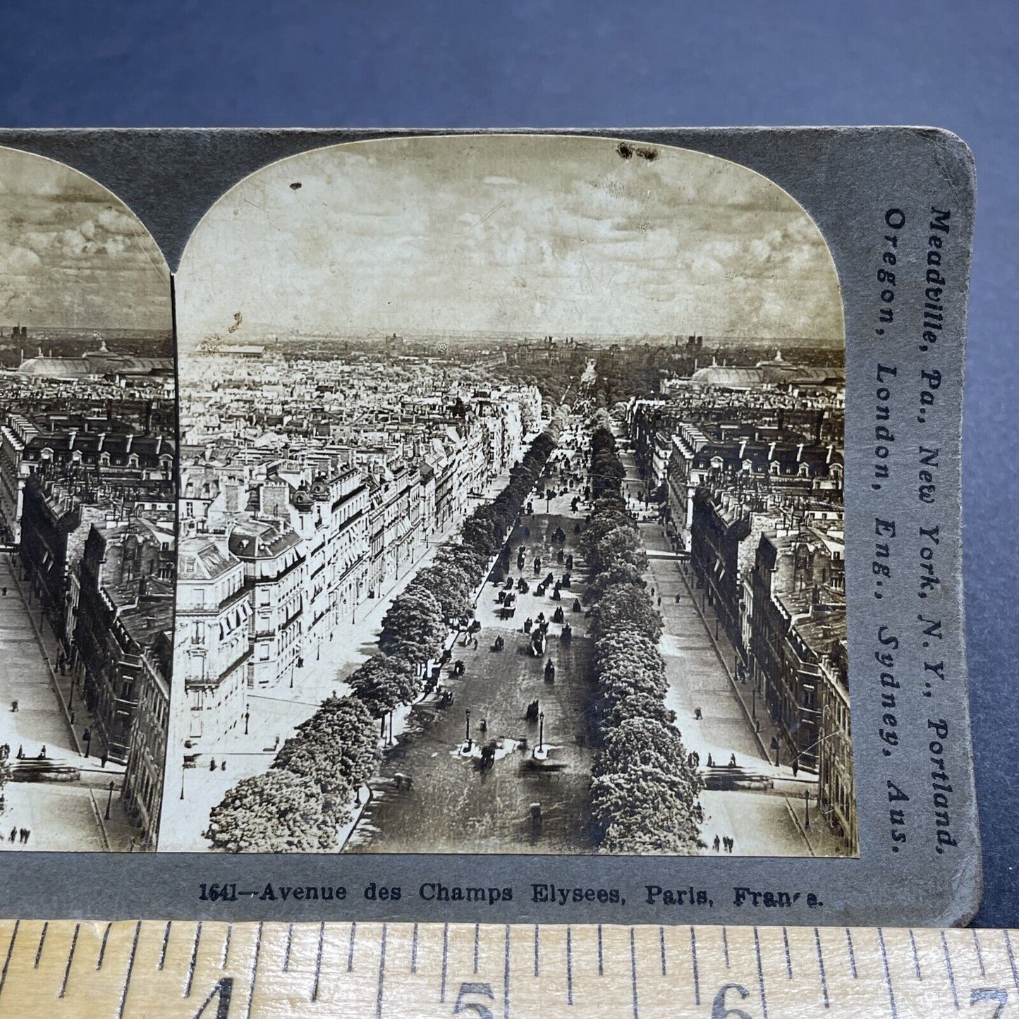 Antique 1900 Avenue Champs Elysees Paris France Stereoview Photo Card P2063