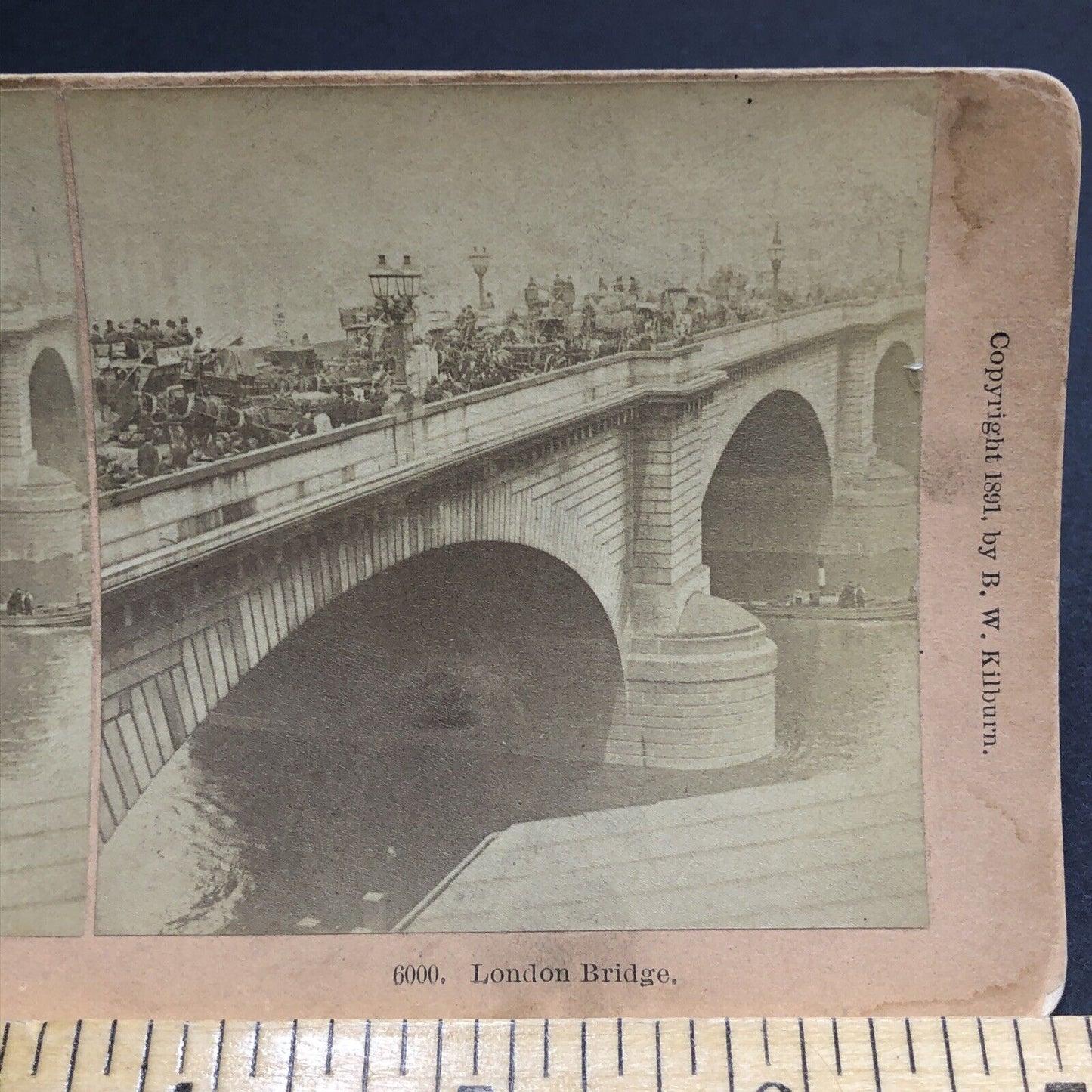 Antique 1891 Traffic Jam On London Bridge England Stereoview Photo Card P1998