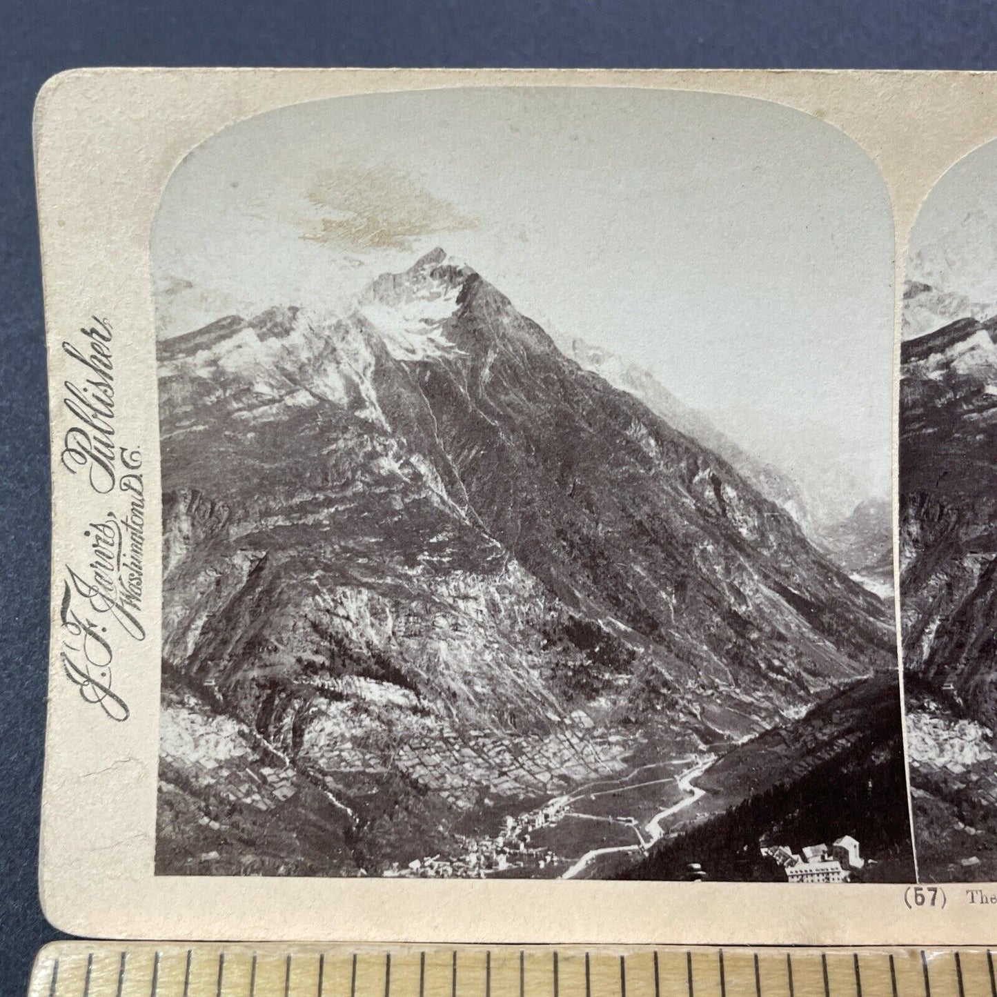 Antique 1899 Zermatt Switzerland Village View Stereoview Photo Card V3267