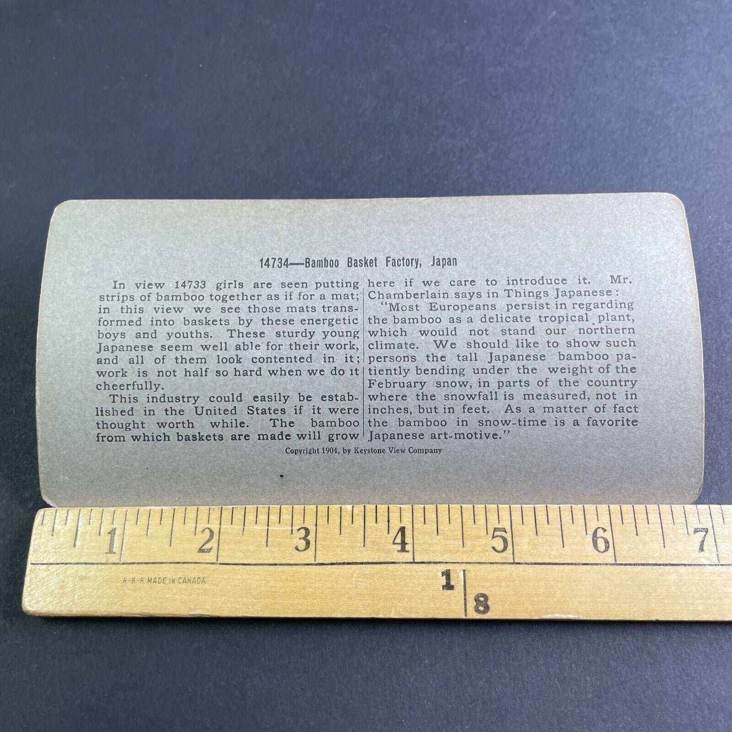 Antique 1904 Basket Factory Yoshiwara Fuji Japan Stereoview Photo Card P2156