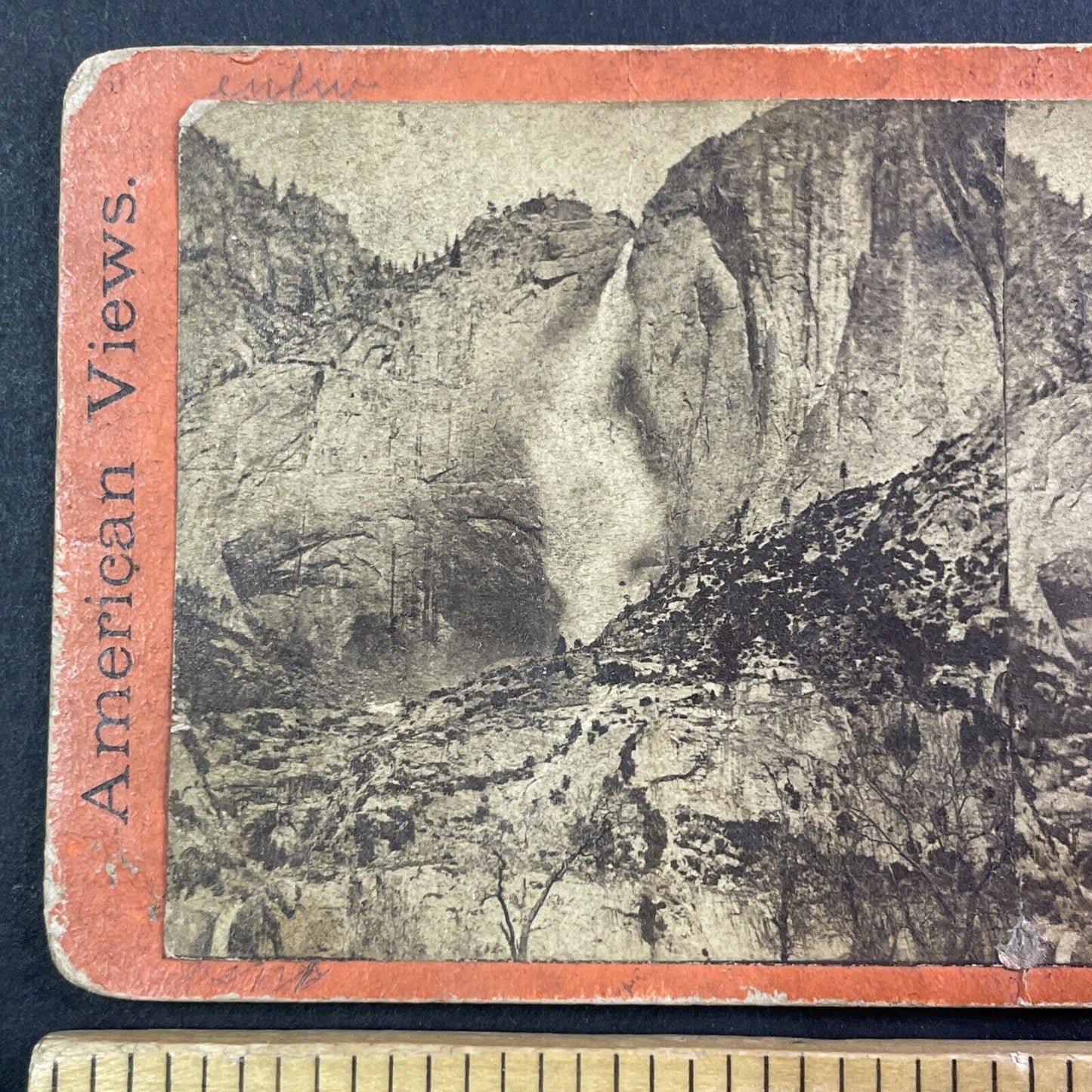 Yosemite Falls Photo att. Carleton Watkins Stereoview E&HT Anthony c1870s Y031