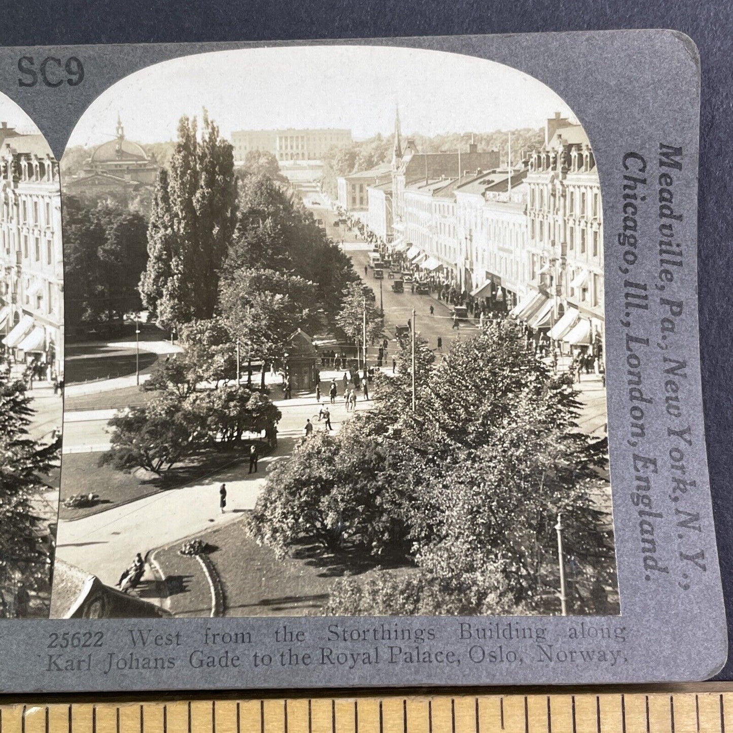 Downtown Oslo Norway Stereoview Late Period View Antique c1933 Y1239