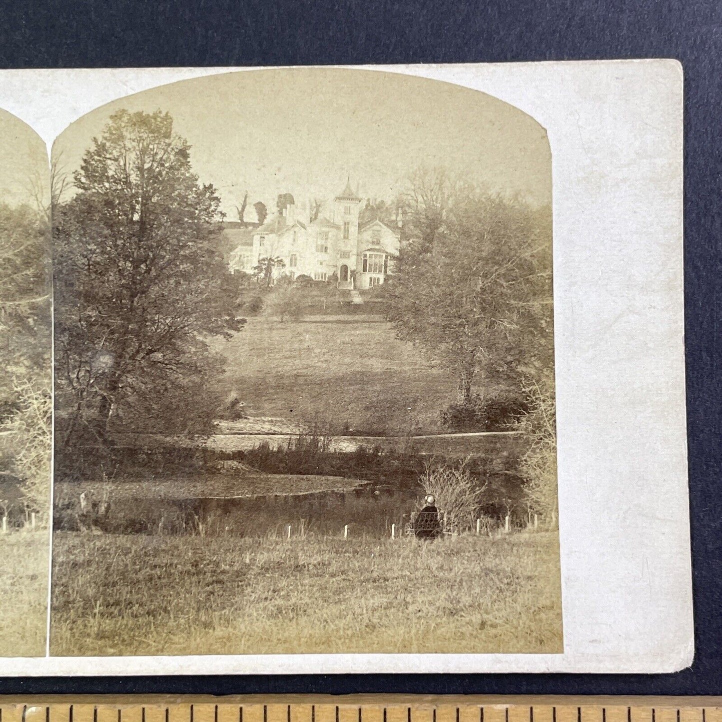 St Valerie House Bray Ireland Stereoview Dargle River Antique c1865 X3285