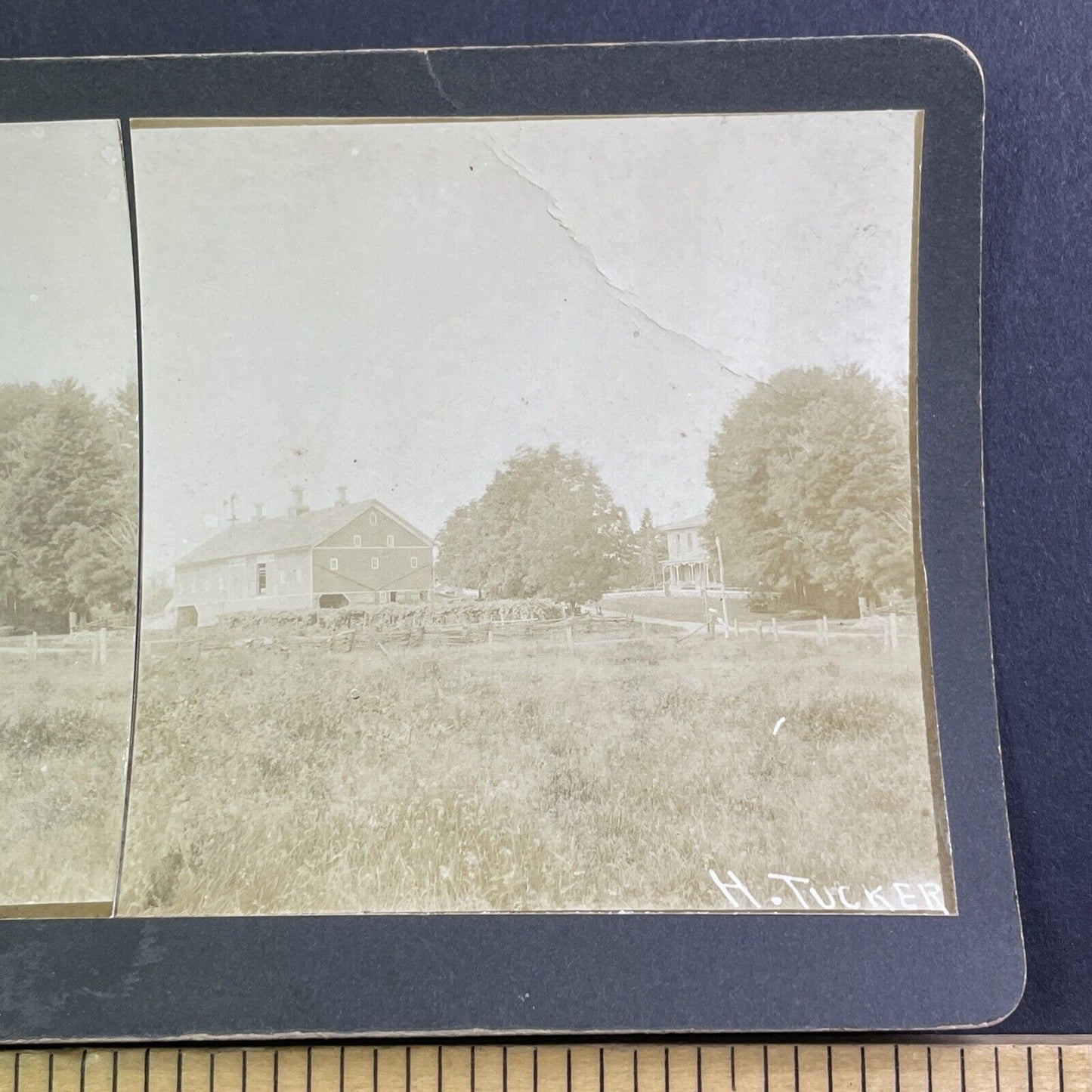 H Tucker Homestead Farm Stereoview Pike County Waverly Ohio Antique c1880 X1520