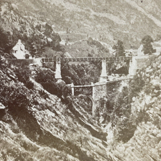 Antique 1880s Sia Bridge Gavarnie Gedre France Stereoview Photo Card P5166