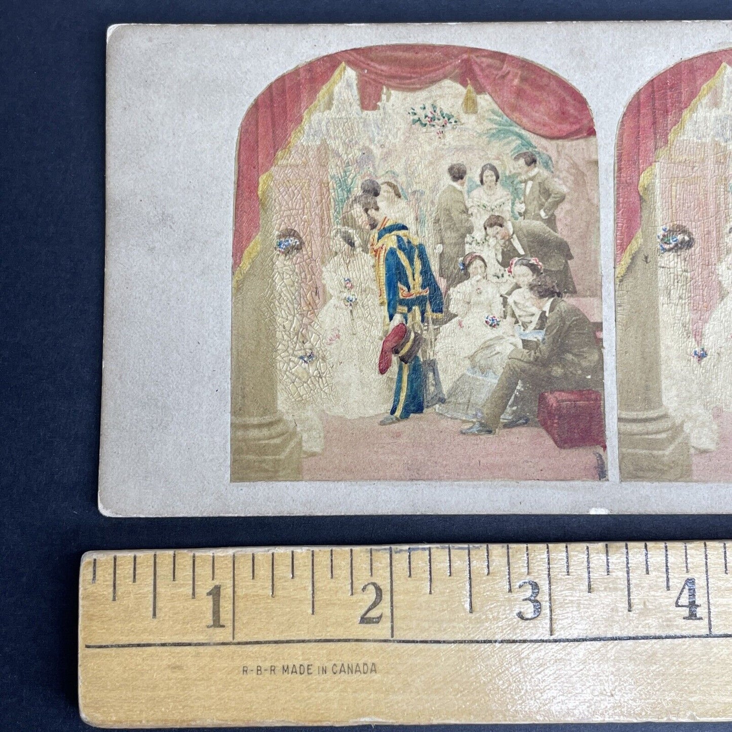 Antique c1840s Women & Men At A Paris Ballroom Stereoview Photo Card PC825