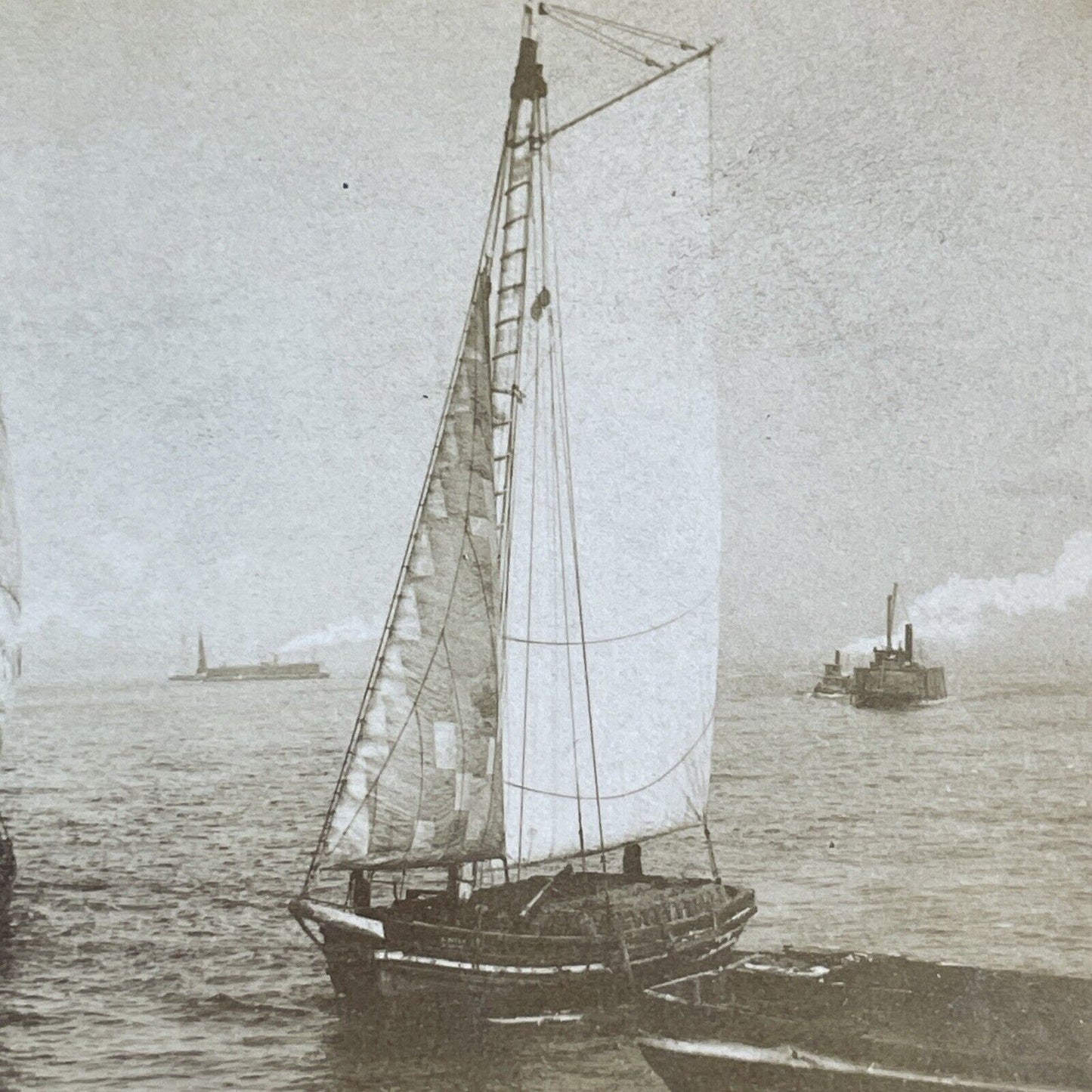 Sailboats At The Battery Manhattan Stereoview New York Antique c1885 X3247