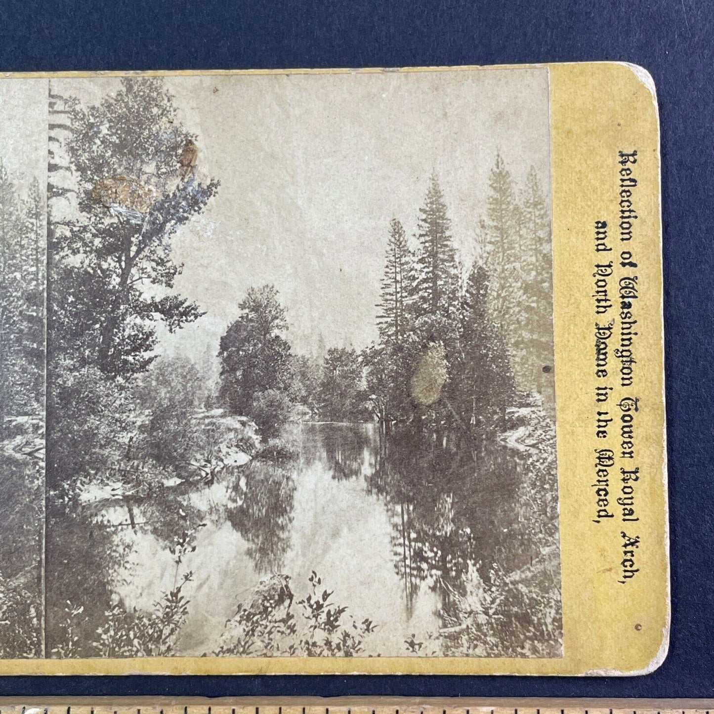 North Dome & Merced River Yosemite Stereoview E&HT Anthony Antique c1870 X3626