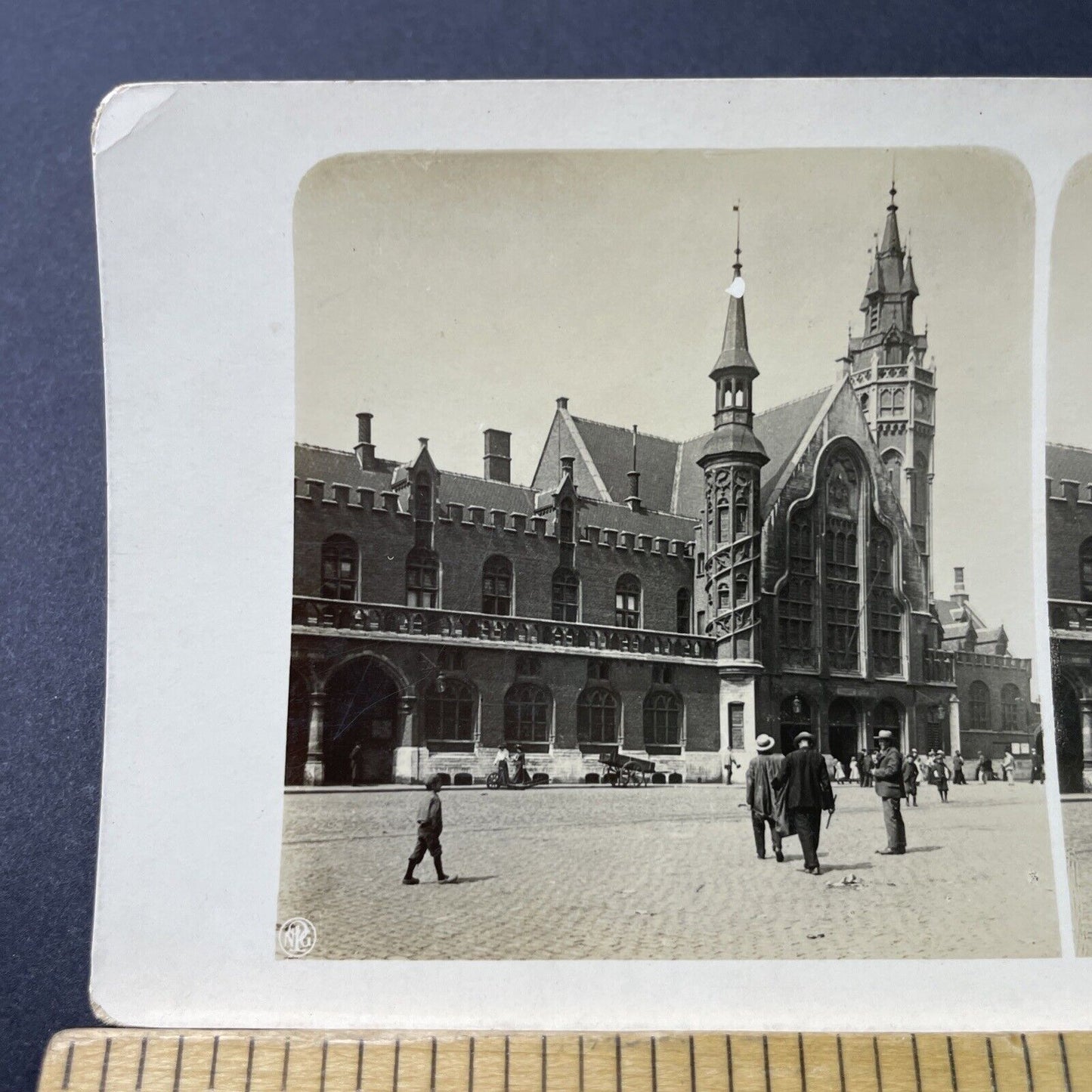 Antique 1920s Train Station In Bruges Belgium Stereoview Photo Card P3052