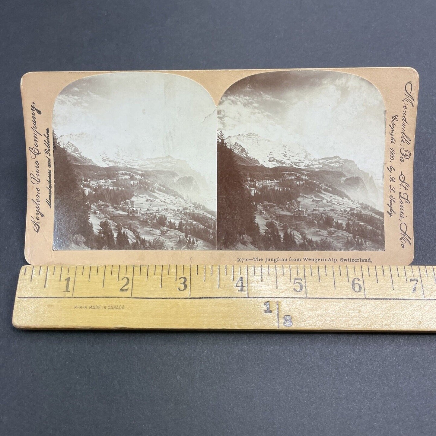 Antique 1900 Wengen Switzerland Alpine Village Stereoview Photo Card P1902