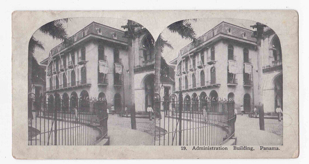 Antique 1906 The Administration Building, Panama Stereo Card P326