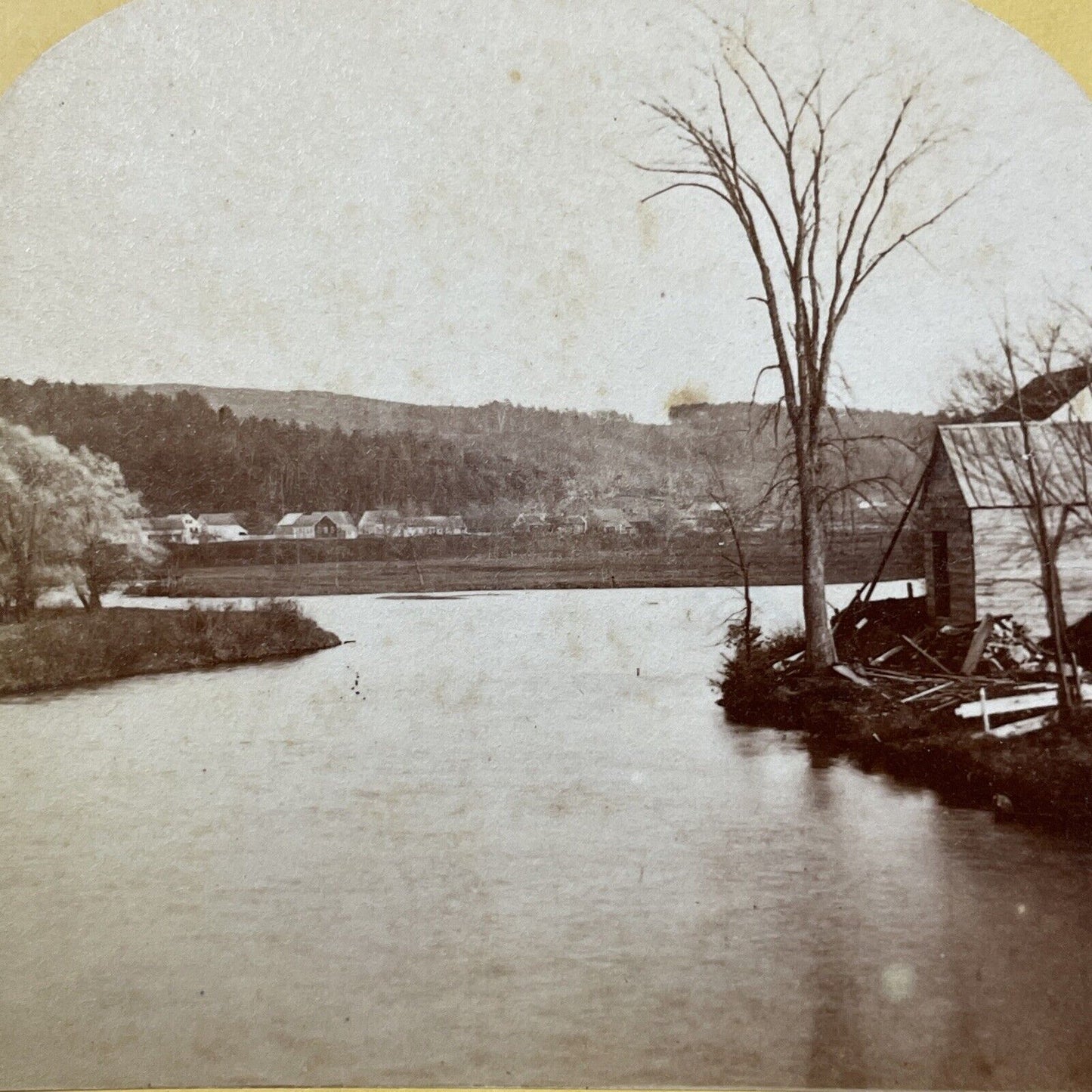 Antique 1870s Ashuelot River Keene New Hampshire Stereoview Photo Card V2142