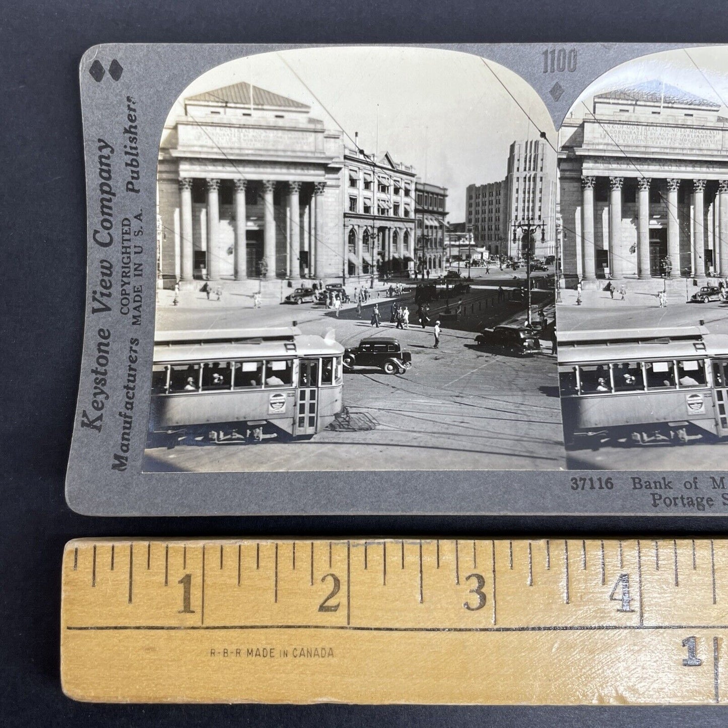 Antique 1920's Bank Of Montreal In Winnipeg Manitoba Stereoview Photo Card P967