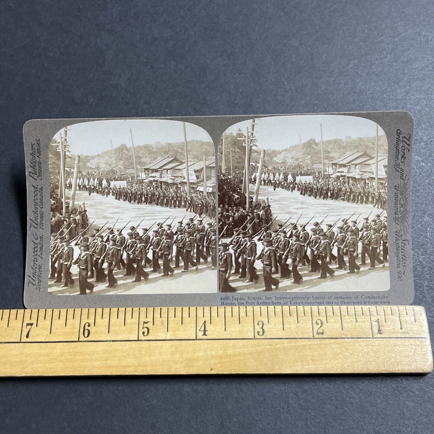 Antique 1904 Japan Funeral Commander Hirose Takeo Stereoview Photo Card P5588