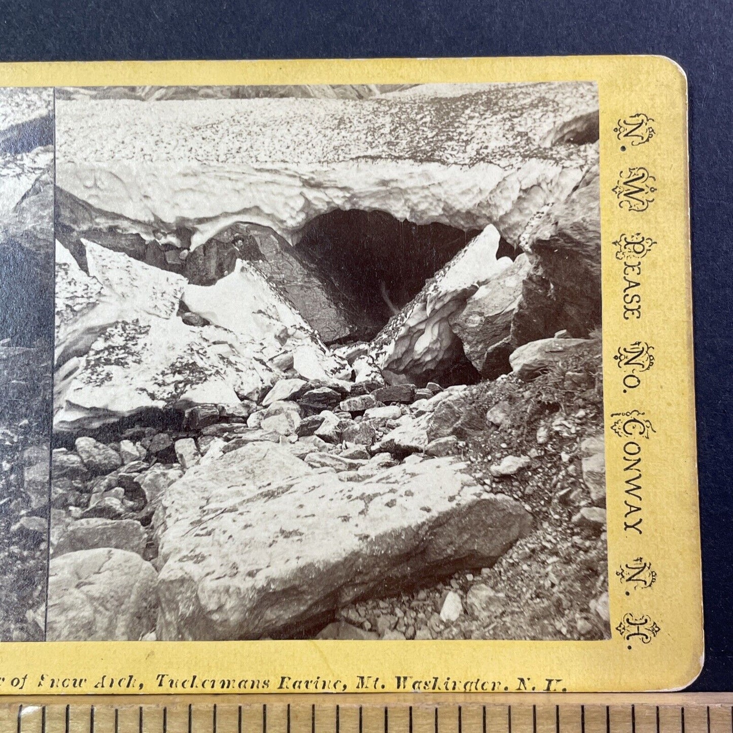 Tuckermans Ravine Cave Entrance NH Stereoview Photo NW Pease Antique c1873 X955