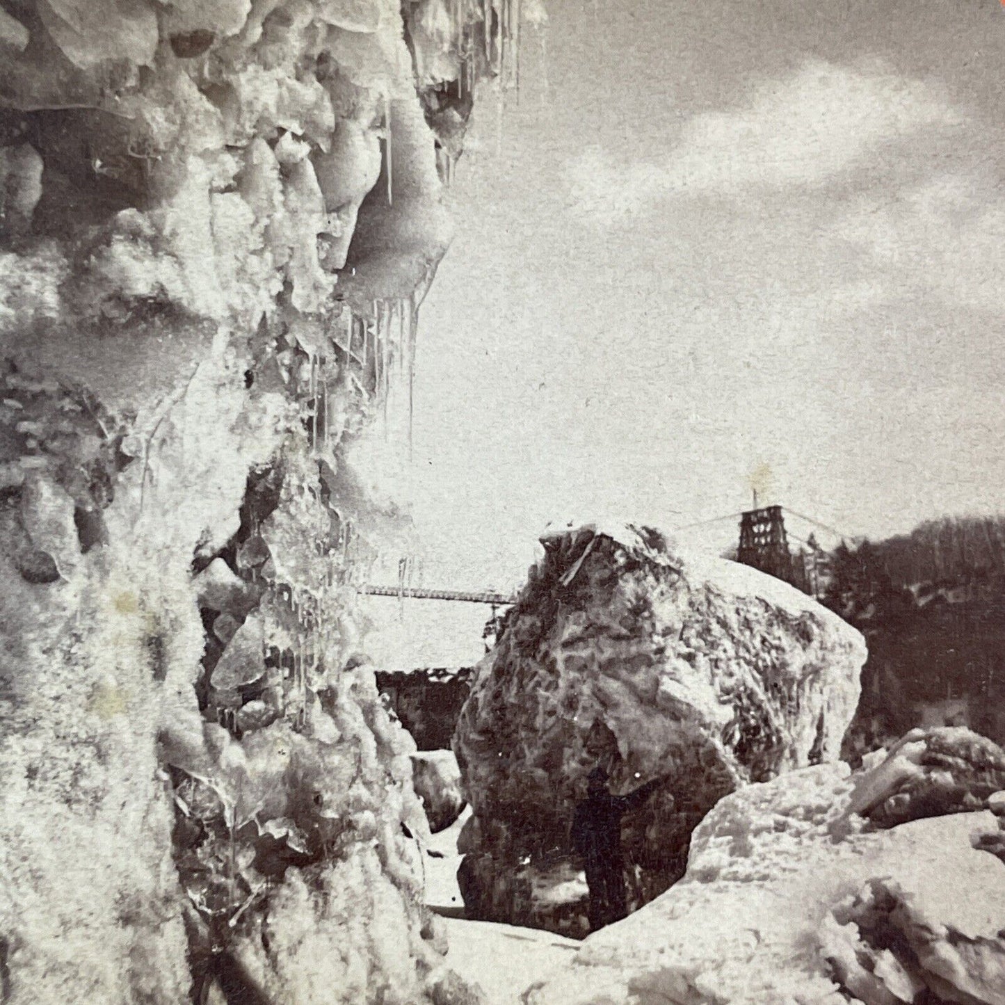 Icebergs Below Niagara Falls Stereoview George Barker Antique c1870s Y2543