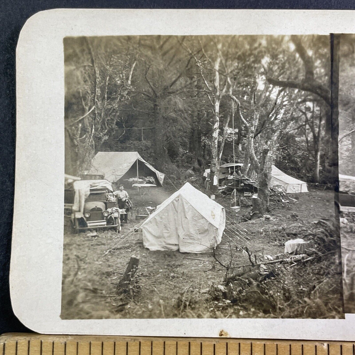 The Great Depression Stereoview Living In Tents & Cars Antique c1930s X3258