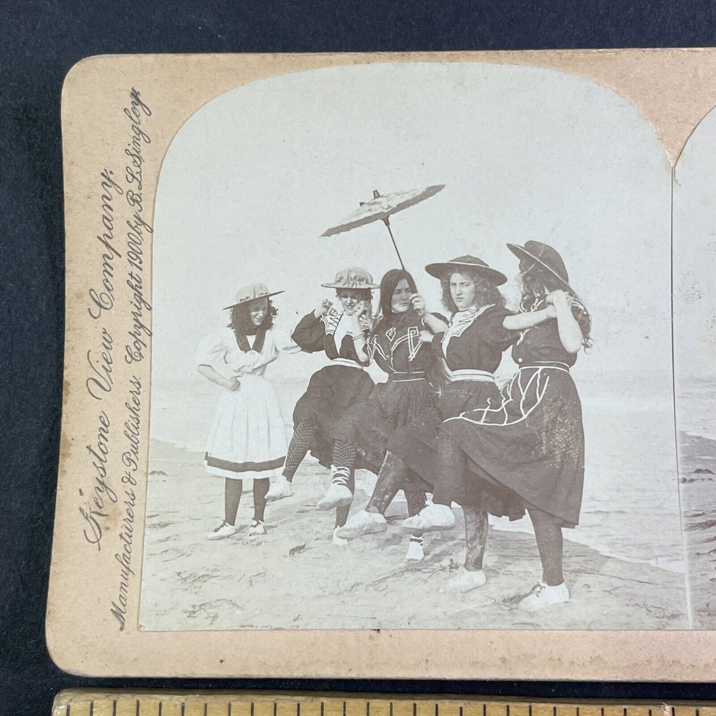 Women in Swimsuits Atlantic City New Jersey Stereoview Antique c1900 X4124