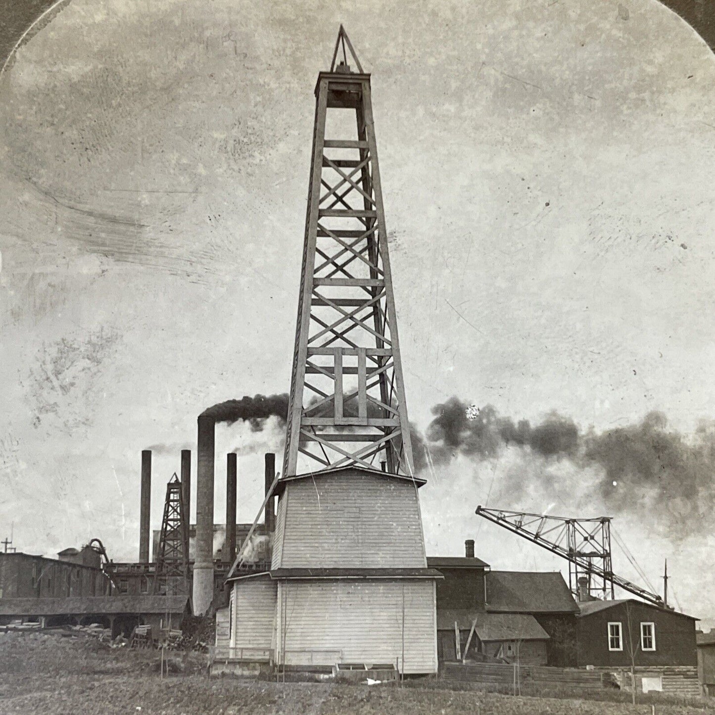 Antique 1920s Salt Well Factory St. Clair Michigan Stereoview Photo Card V1814