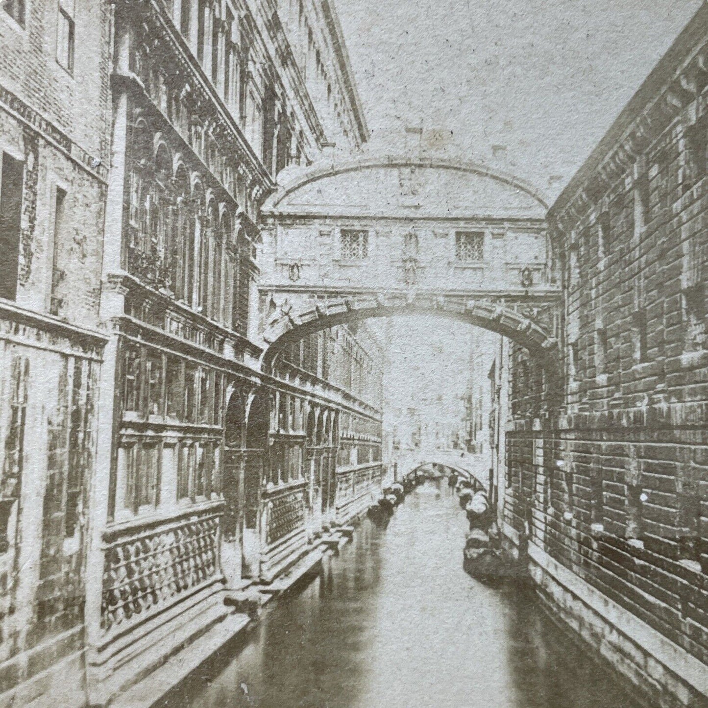 Antique 1870s Gondola Boats Venice Italy Stereoview Photo Card P4019