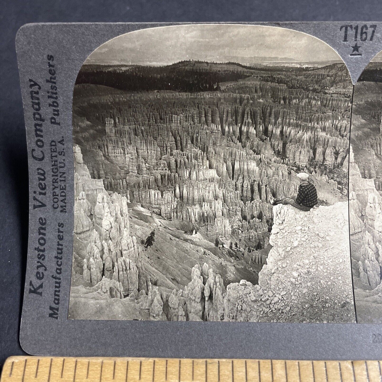 Antique 1920s Man Tempts Fate Bryce Canyon Utah Stereoview Photo Card P4858