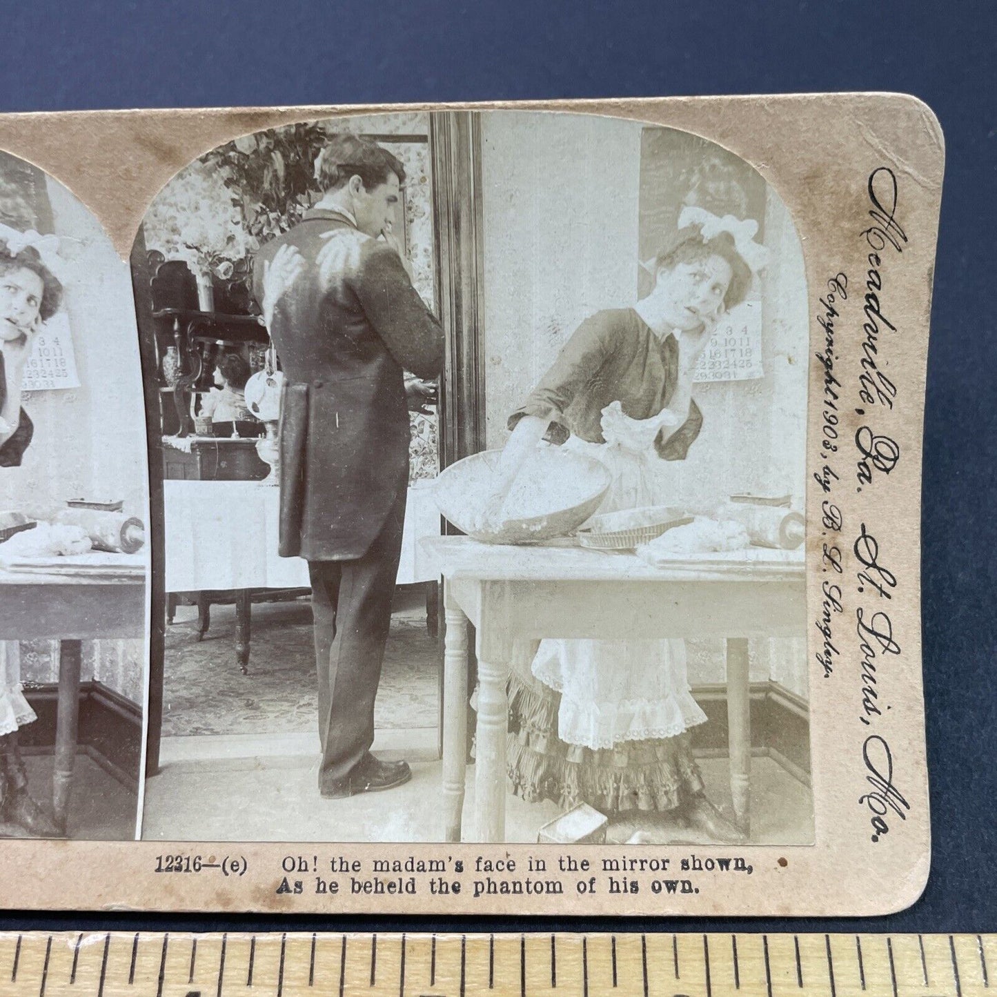 Antique 1903 Evidence Of Man's Affair With Maid Stereoview Photo Card P2623