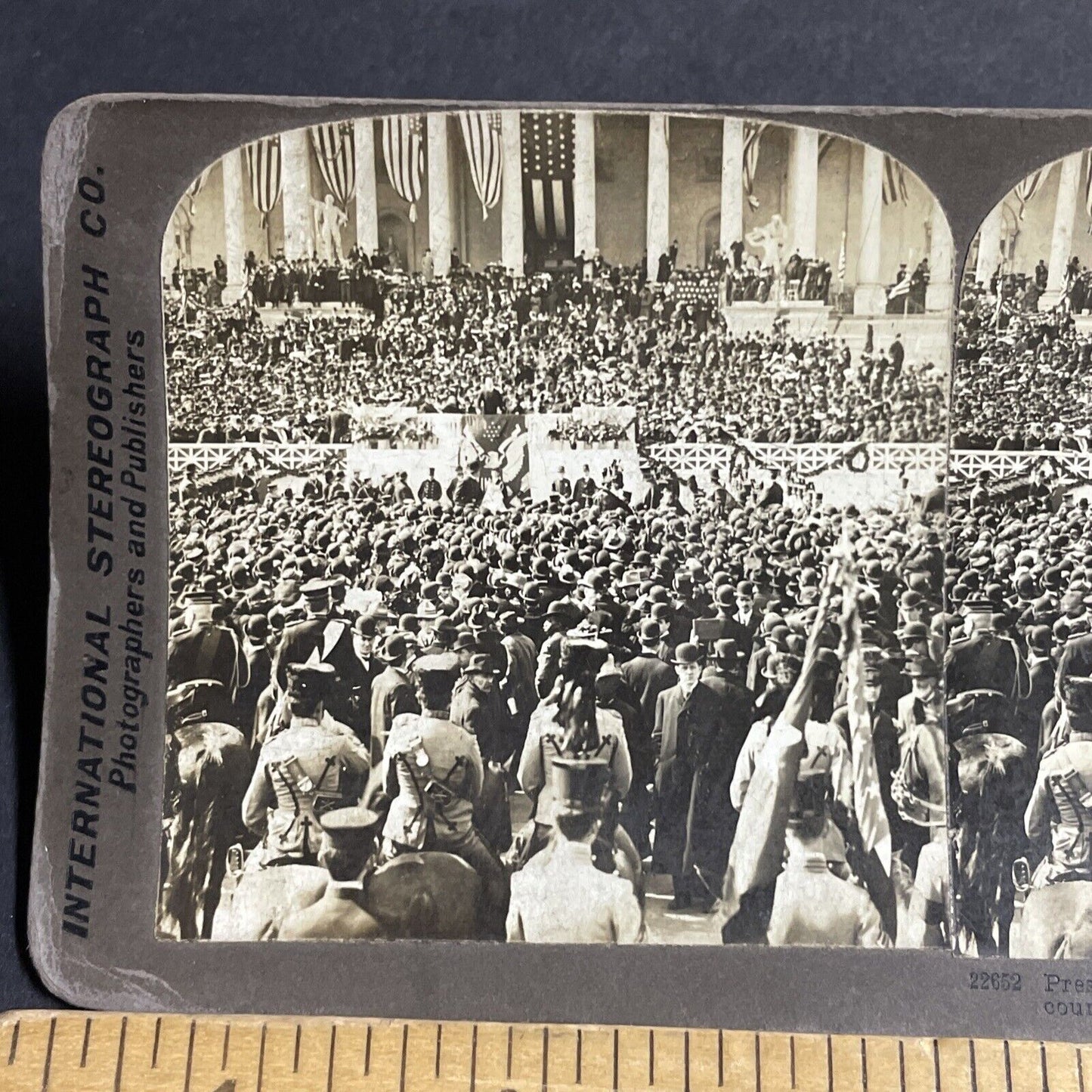 Antique 1905 Theodore Roosevelt Inaugural Address Stereoview Photo Card P4334