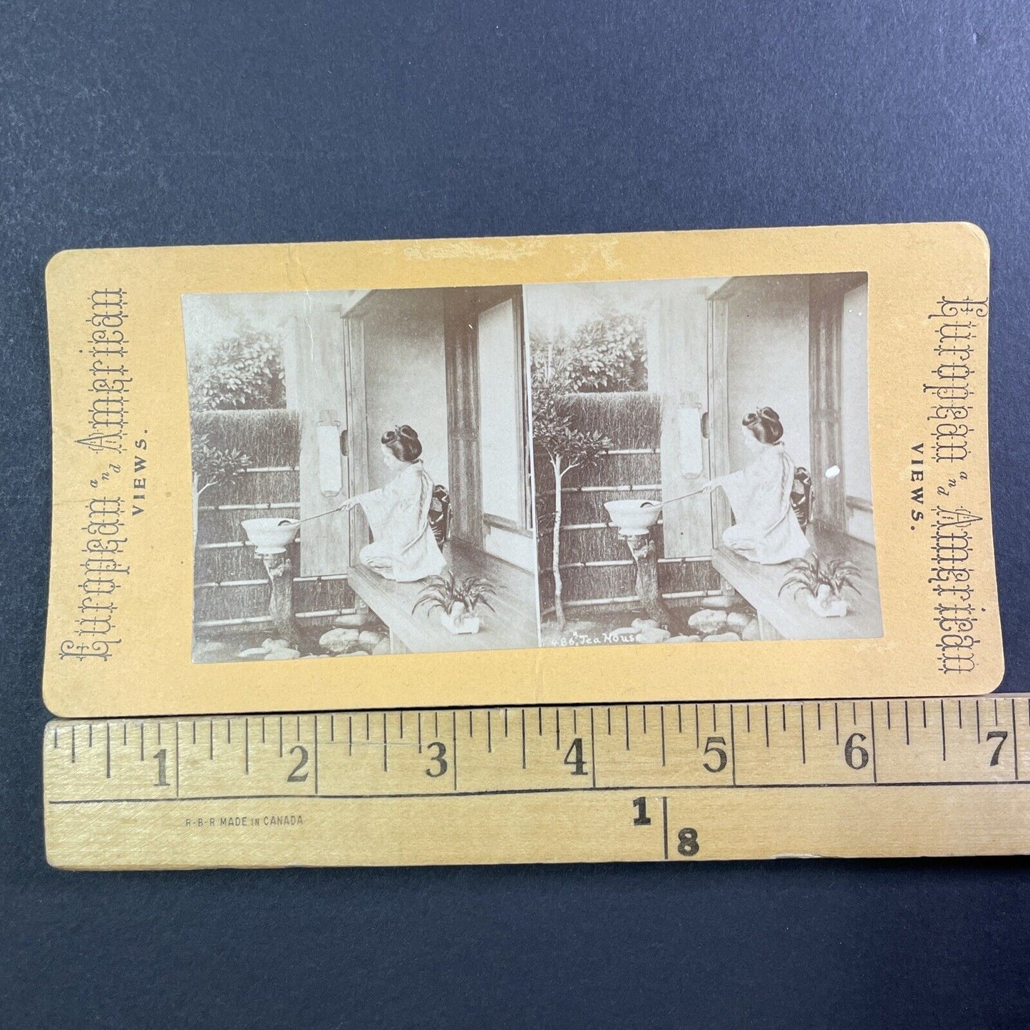 Geisha In Japanese Tea House Stereoview Kusakabe Kimbei Antique c1870 X3115 RARE