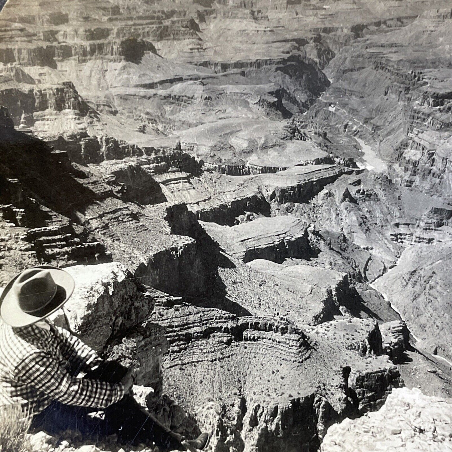 Antique 1920s Lipan Point Grand Canyon National Park Stereoview Photo Card V2812