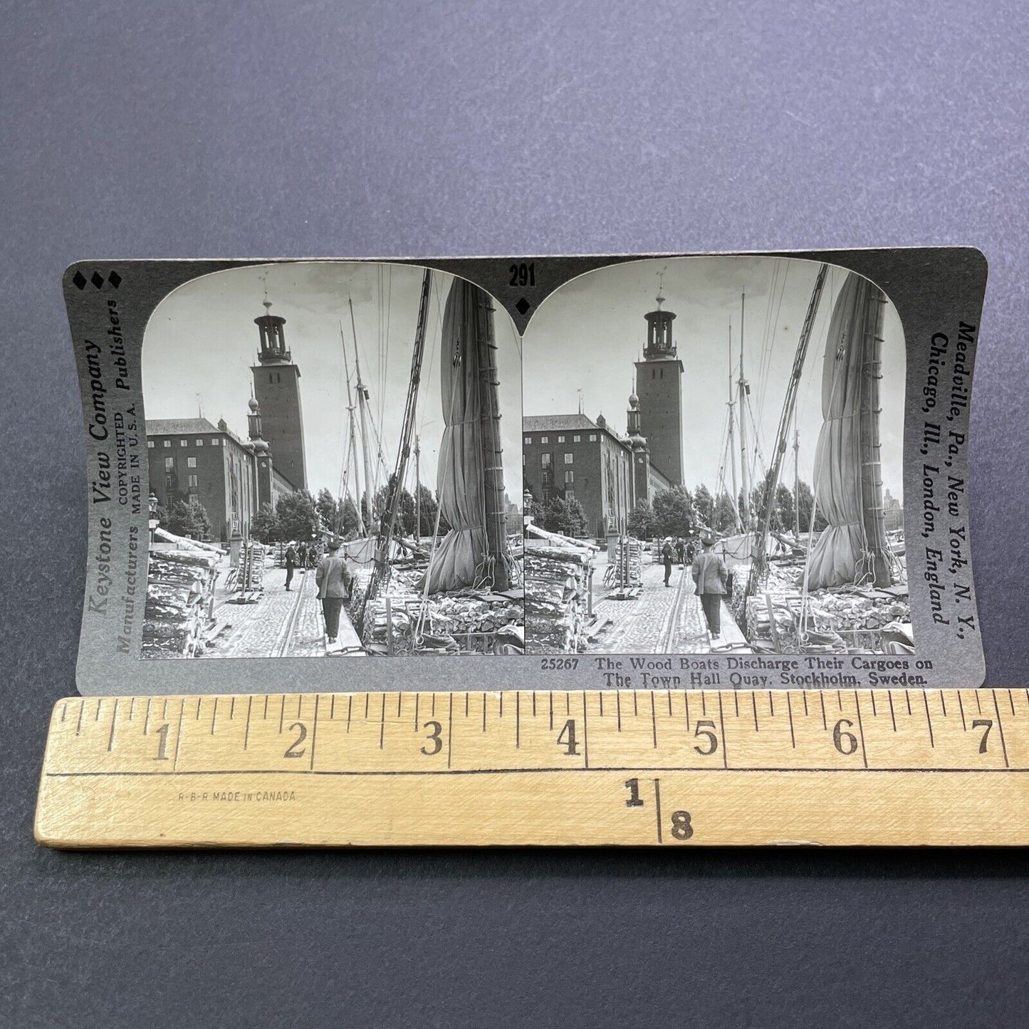 Antique 1920s Logging Boats In Stockholm Sweden Stereoview Photo Card V3010