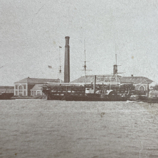 Antique 1860s Charlestown Navy Yard Boston Mass Stereoview Photo Card V1739