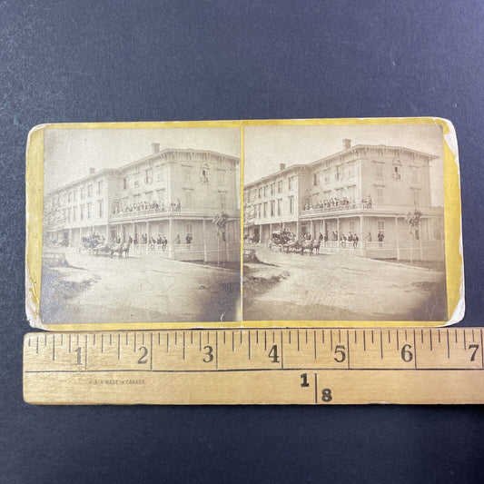 Whiting House Hotel Stereoview Wilton Town Hall NH Photo Card Antique c1872 X899